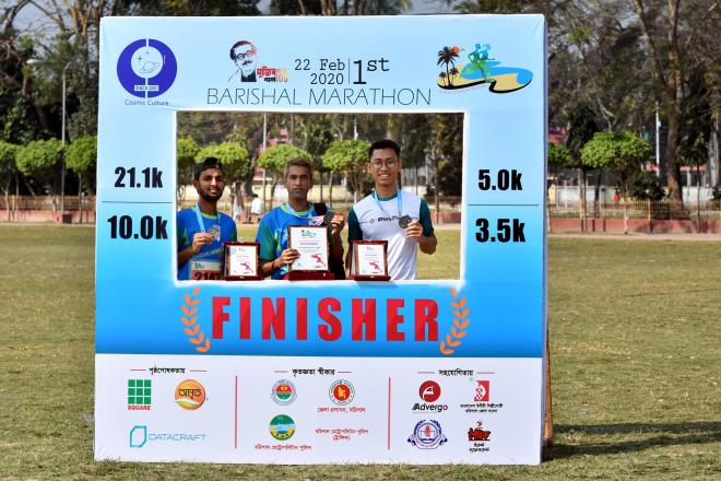 In the Half Marathon category, Md Washiur Rahman, Rana Rahman and Shovan Mitra Tanchangya occupied 1st, 2nd and 3rd places respectively.